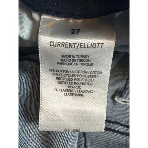 CE Current Elliott Bootcut Blue Jeans Flared Denim Sz 27 Dark Wash Y2K High Rise - Picture 6 of 8